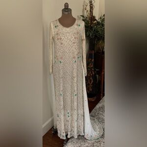 Elegant White Beaded Embellished Wedding Dress